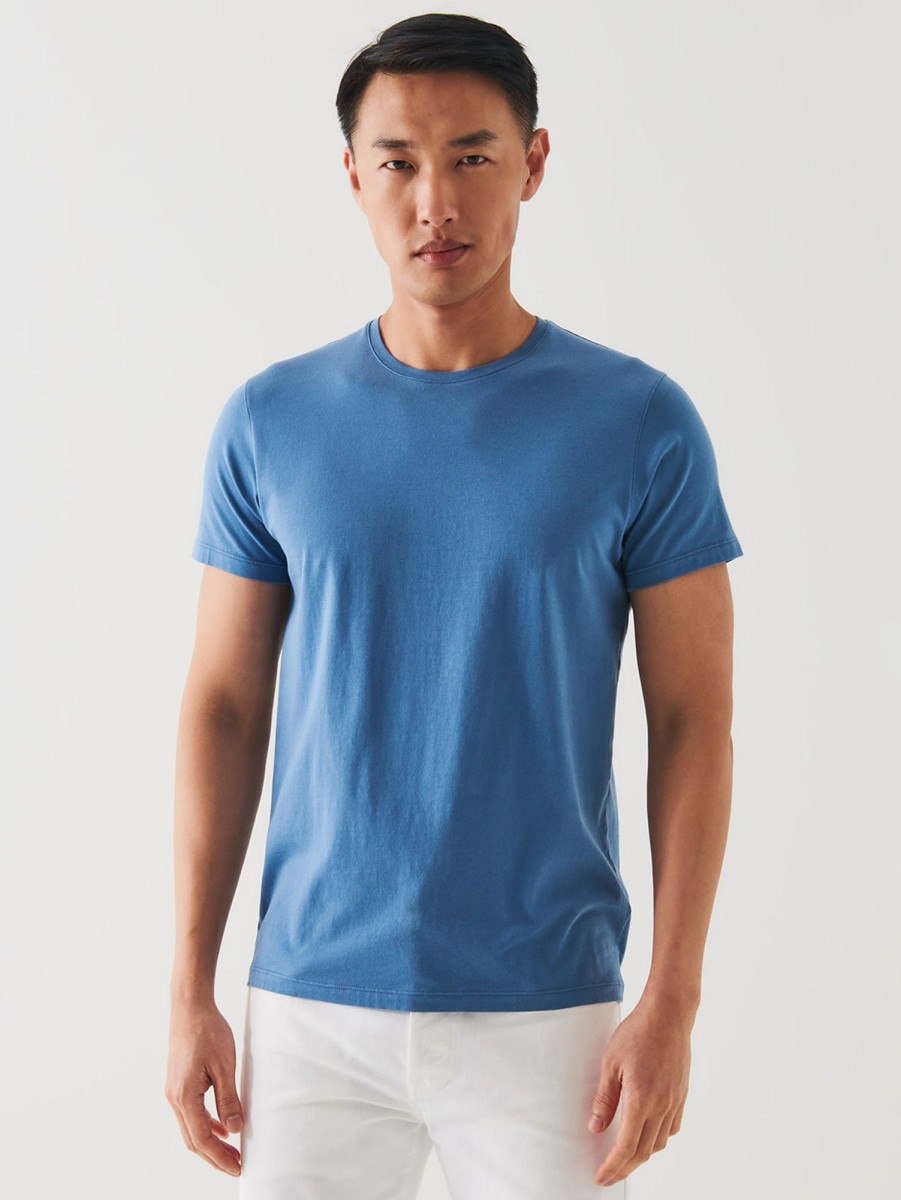 Men Patrick Assaraf T-Shirts | Iconic Short Sleeve Crew T-Shirt Infinity Blue