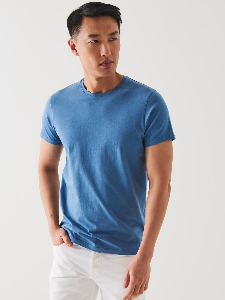 Men Patrick Assaraf T-Shirts | Iconic Short Sleeve Crew T-Shirt Infinity Blue