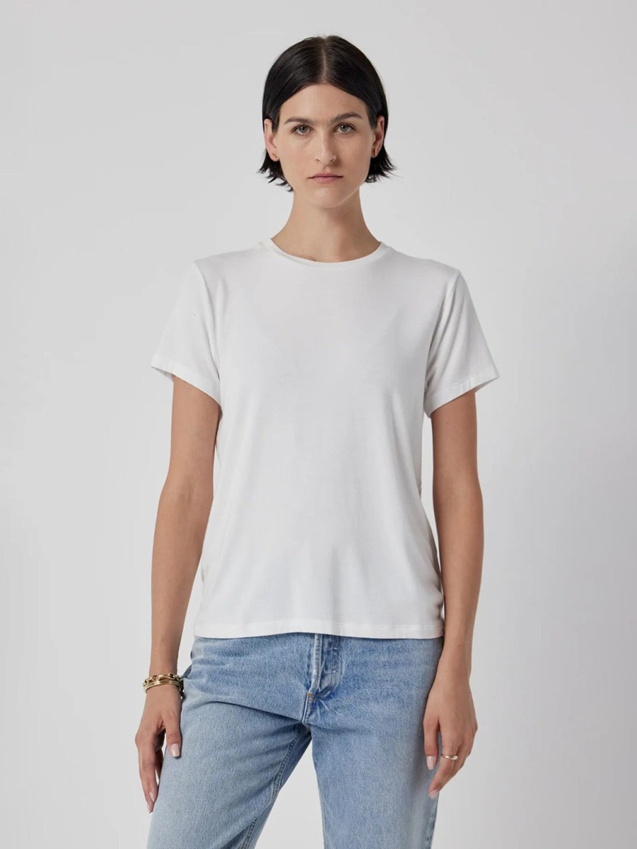 Women Velvet T-Shirts | Solana Short Sleeve Crew Tee