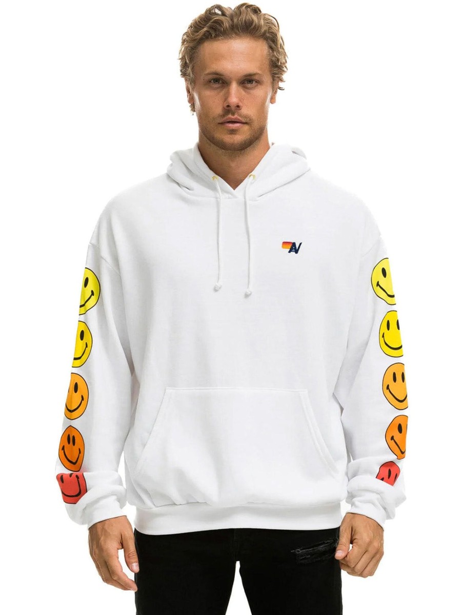 Men AVIATOR NATION Sweaters & Sweatshirts | Smiley Sunset Pullover Relaxed Hoodie White