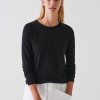 Women Patrick Assaraf T-Shirts | Long Sleeve Classic Crew Tee - Black Blk