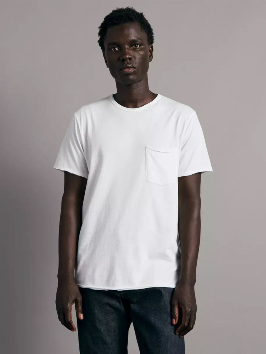 Men RAG + BONE T-Shirts | Miles One Pocket Tee White