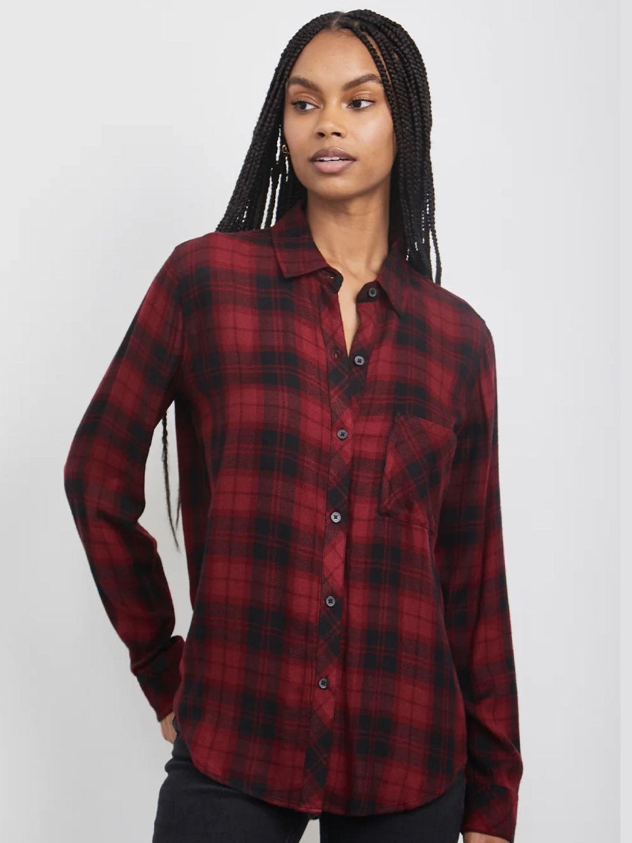 Women Rails Shirts | Hunter Plaid Shirt Crimson Pitch