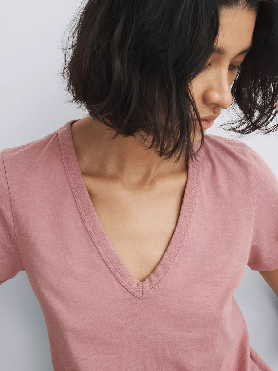 Women RAG + BONE T-Shirts | Slub V-Neck Tee Rose