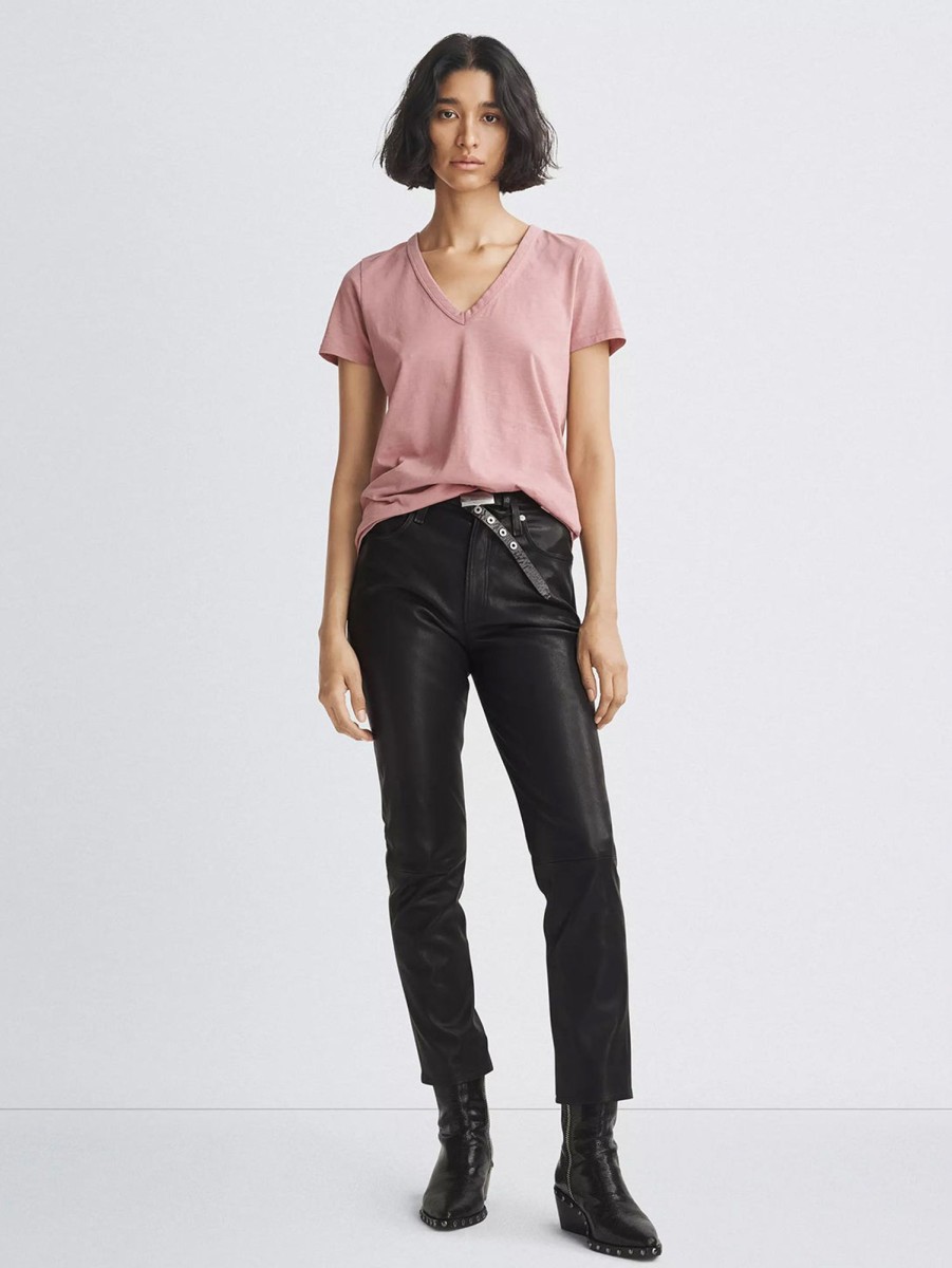 Women RAG + BONE T-Shirts | Slub V-Neck Tee Rose