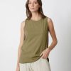 Women Velvet Tank Tops | Taurus Sleeveless Tee Algae