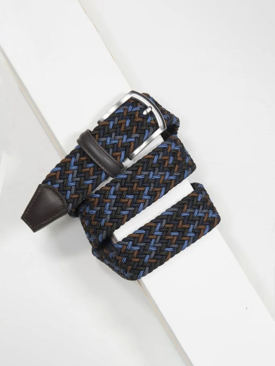 Men Anderson's Belts | Stretch Woven Belt Brown Multi