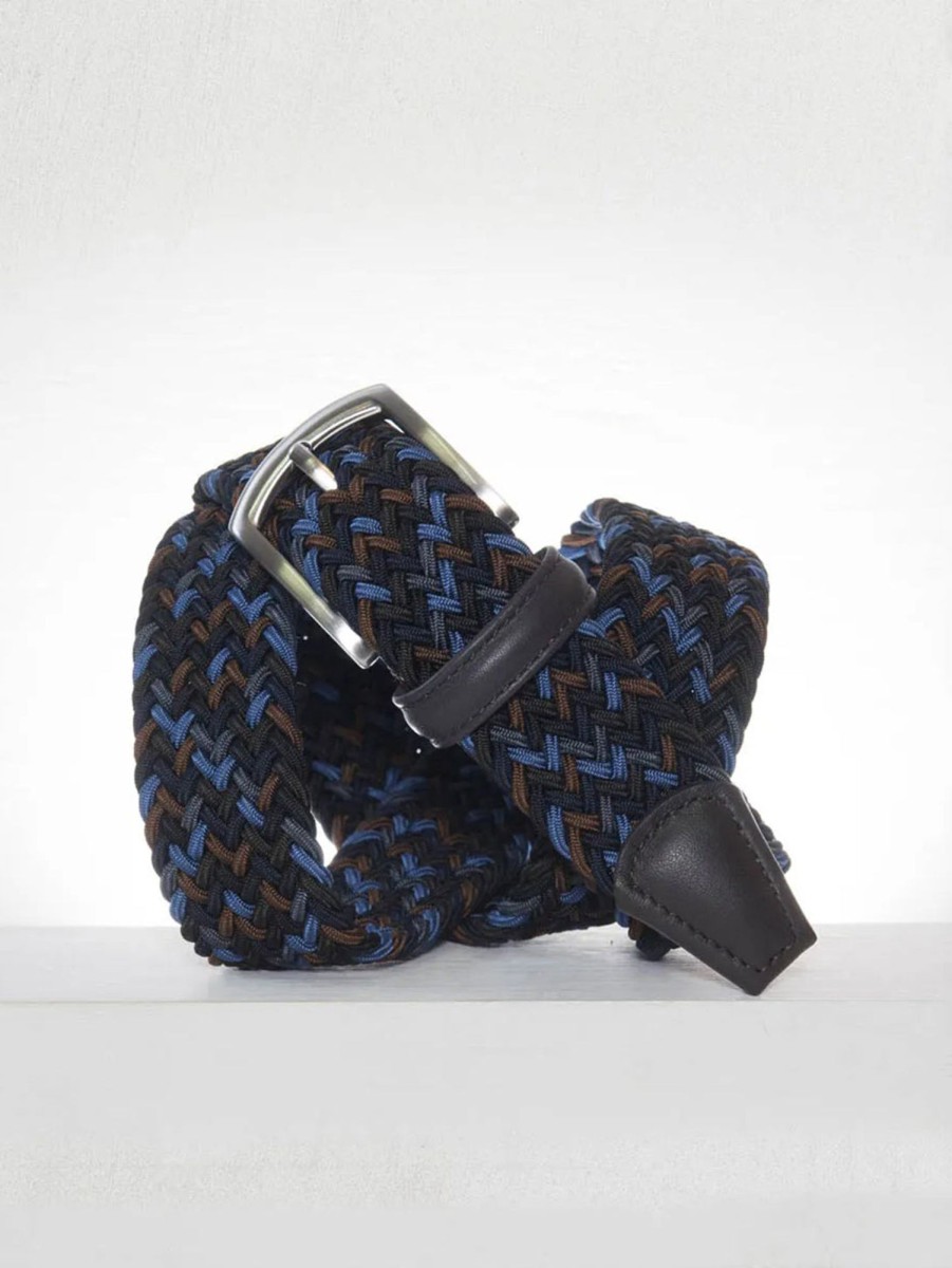 Men Anderson's Belts | Stretch Woven Belt Brown Multi