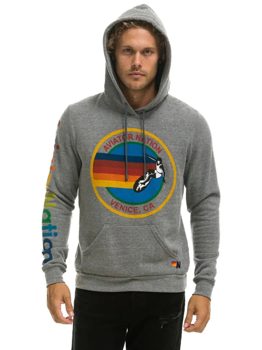 Men AVIATOR NATION Sweaters & Sweatshirts | Aviator Nation Pullover Hoody Heather Grey