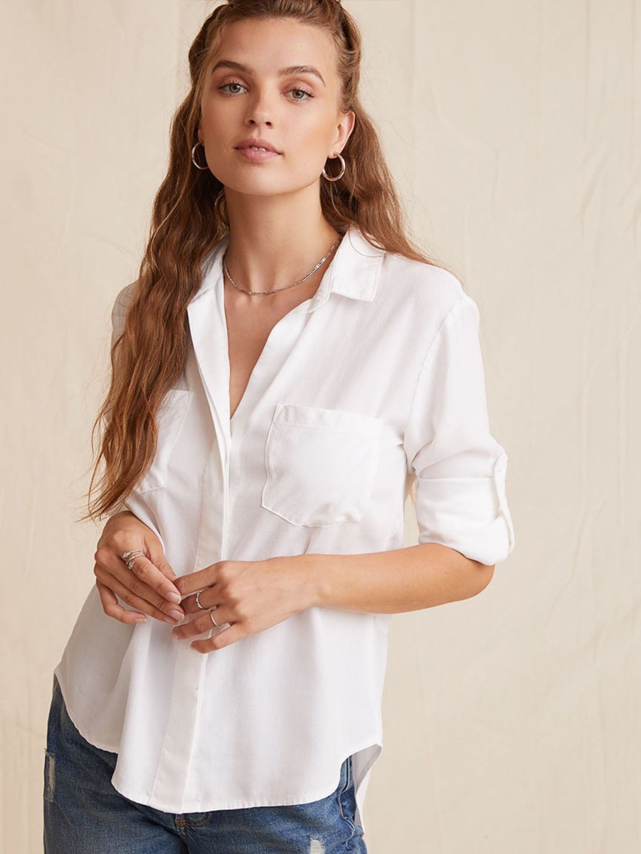 Women Bella Dahl Shirts | Split Back Button Down Shirt White