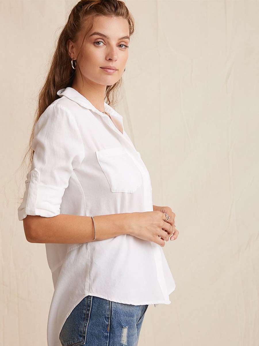 Women Bella Dahl Shirts | Split Back Button Down Shirt White