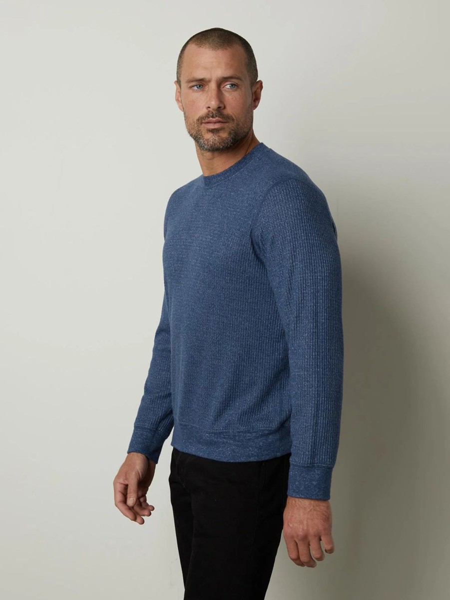 Men Velvet Tops | Poncho Thermal Crew Cadet