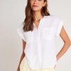 Women Bella Dahl Shirts | Two Pocket Short Sleeve Shirt White