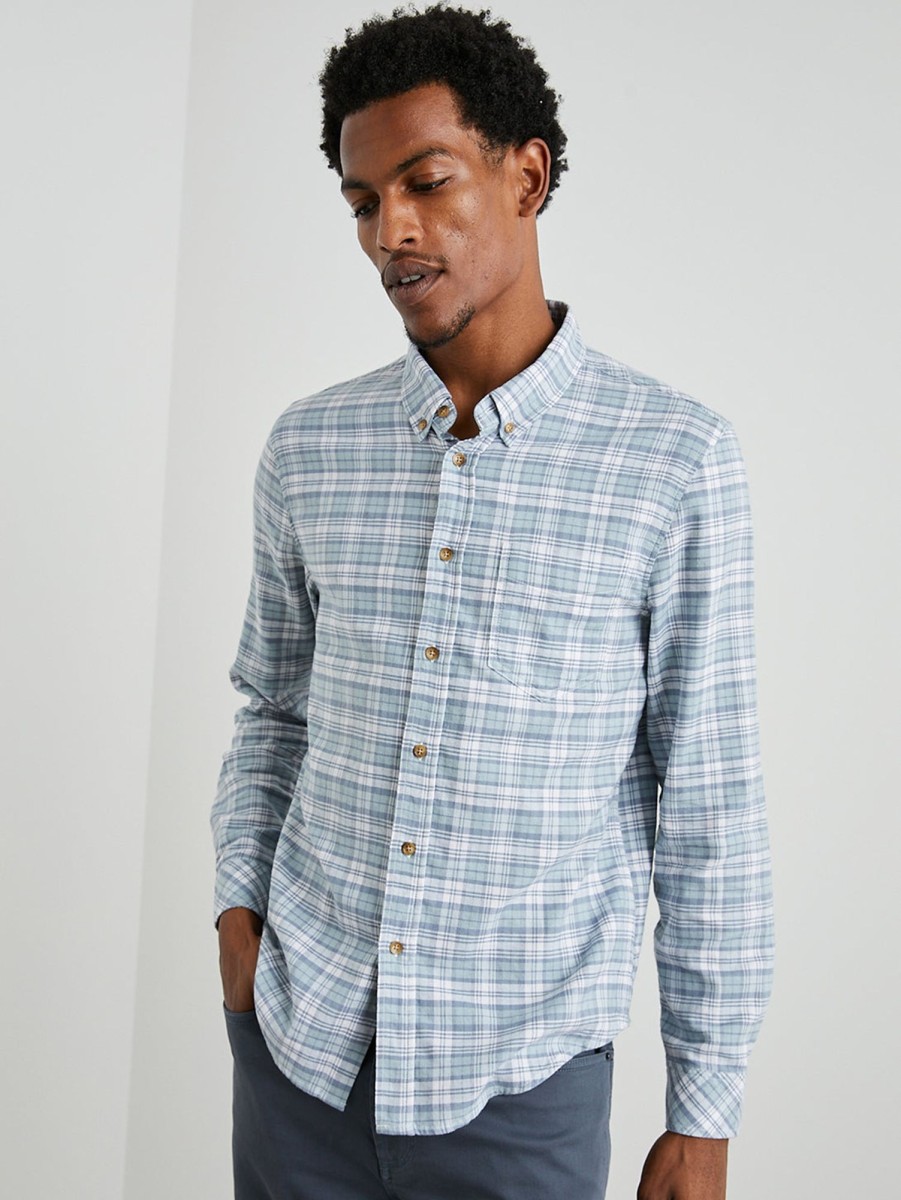 Men Rails Shirts & Polos | Reid Shirt - Sage Glass White Sage Glass Wht