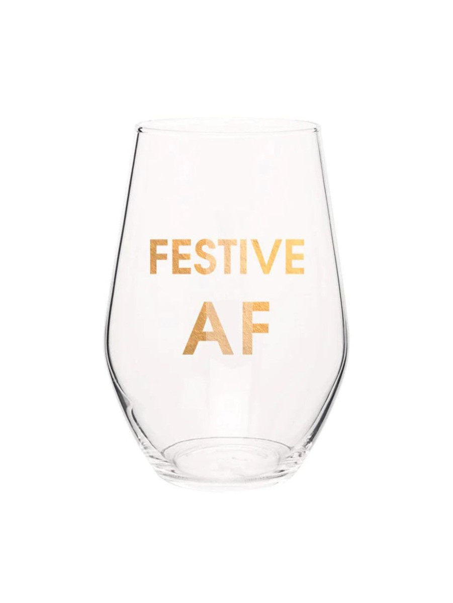 Lifestyle CHEZ GAGNE LETTERPRESS Home | Wine Glass Gold Foil Festive Af