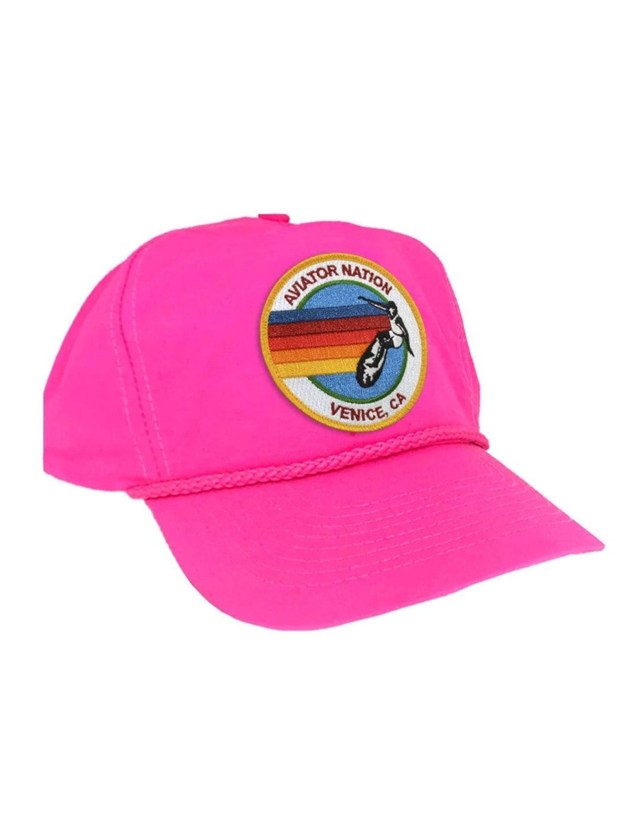 Men AVIATOR NATION Hats | Signature Vintage Nylon Trucker Hat - Neon Pink N Pnk