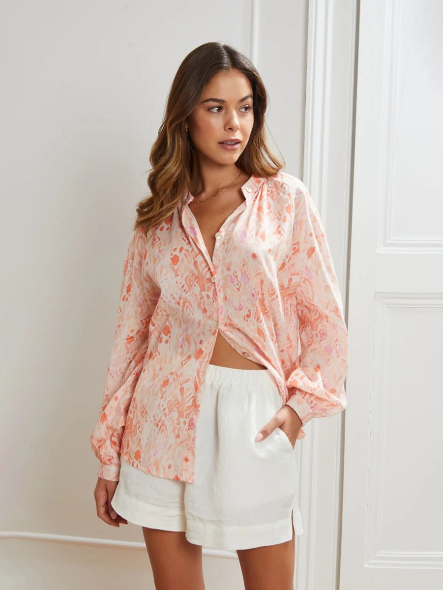 Women CHARLI Shirts | Ligia Print Blouse Print Coral