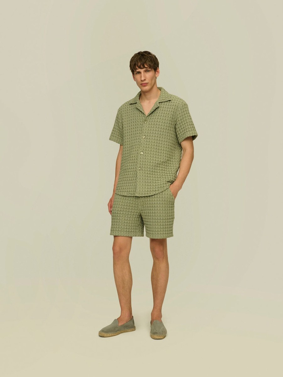 Men OAS Shirts & Polos | Cuba Waffle Shirt Dusty Green