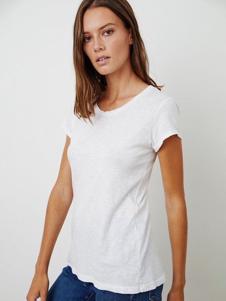 Women Velvet T-Shirts | Odelia Short Sleeve Crew Tee