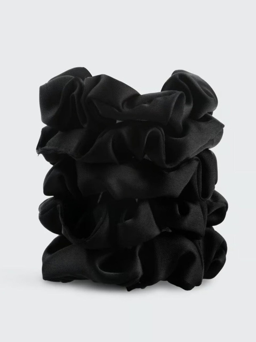 Women KITSCH Hats & Hair Accessories | Satin Sleep Scrunchies - Black Blk