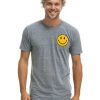 Men AVIATOR NATION T-Shirts | Smiley Crew Tee Heather Grey