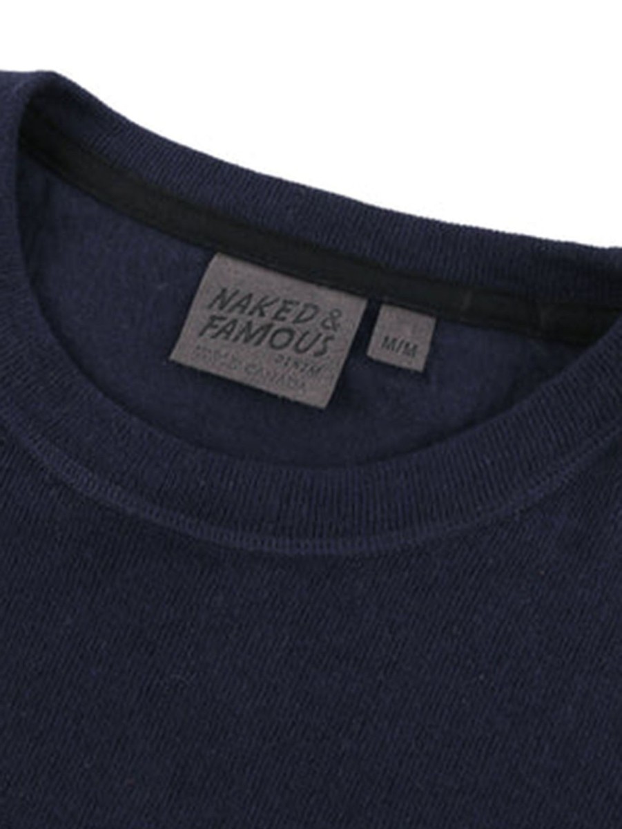 Men Naked u0026 Famous Tops | Slim Crew Vintage Doubleface Top Navy